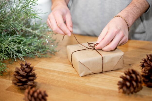 a-christmas-package-being-wrapped